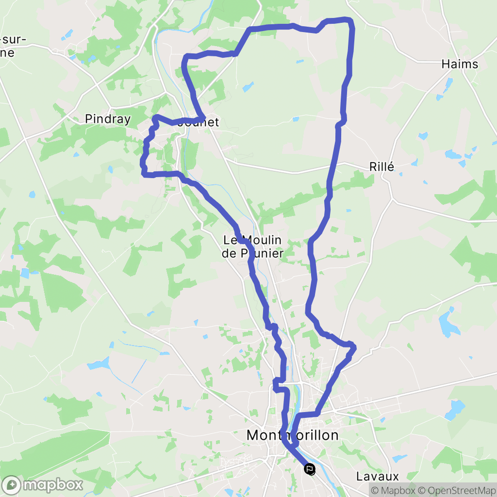 Montmorillon : carte du parcours de randonnée - France