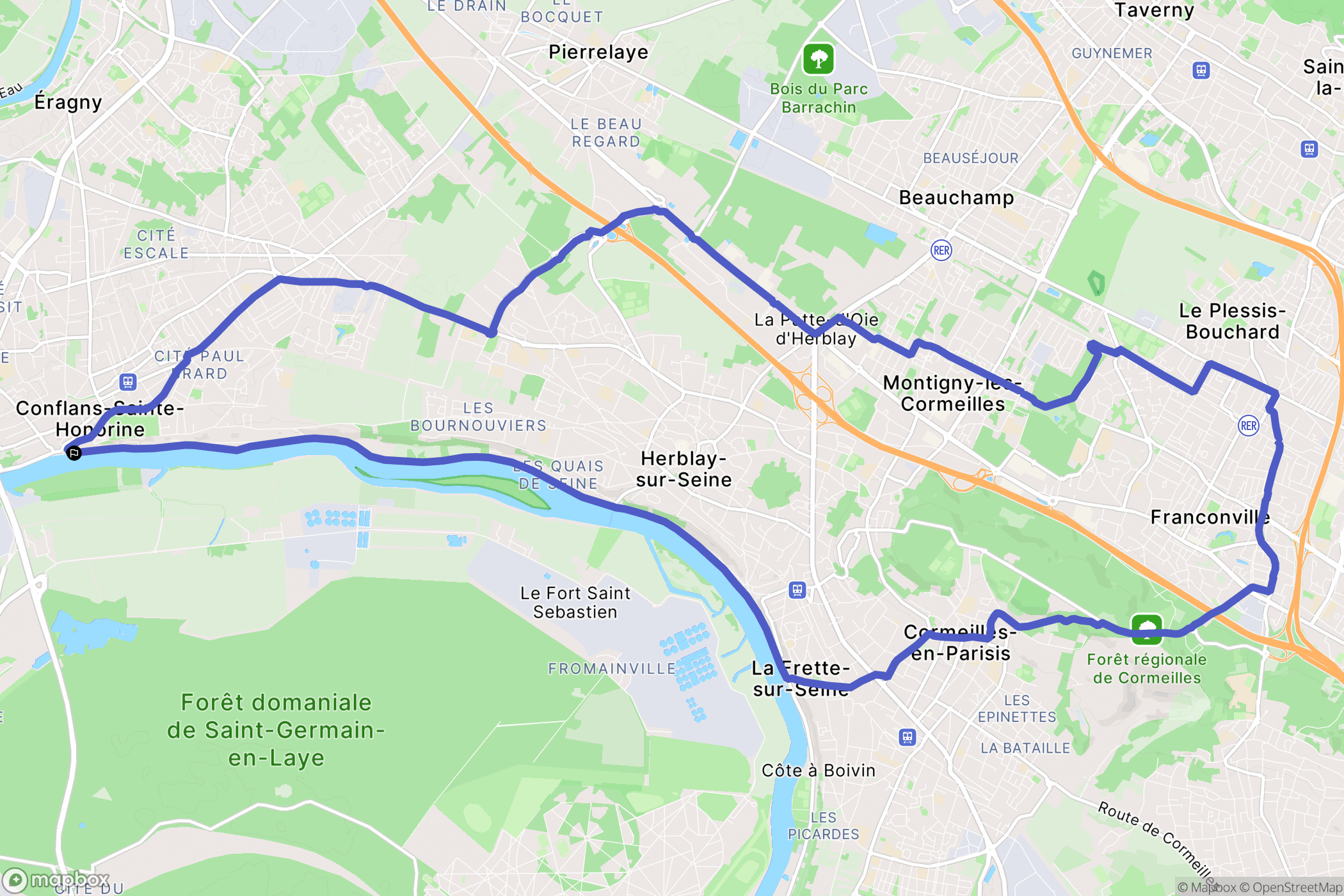 Conflans-Sainte-Honorine : carte du parcours de randonnée - France