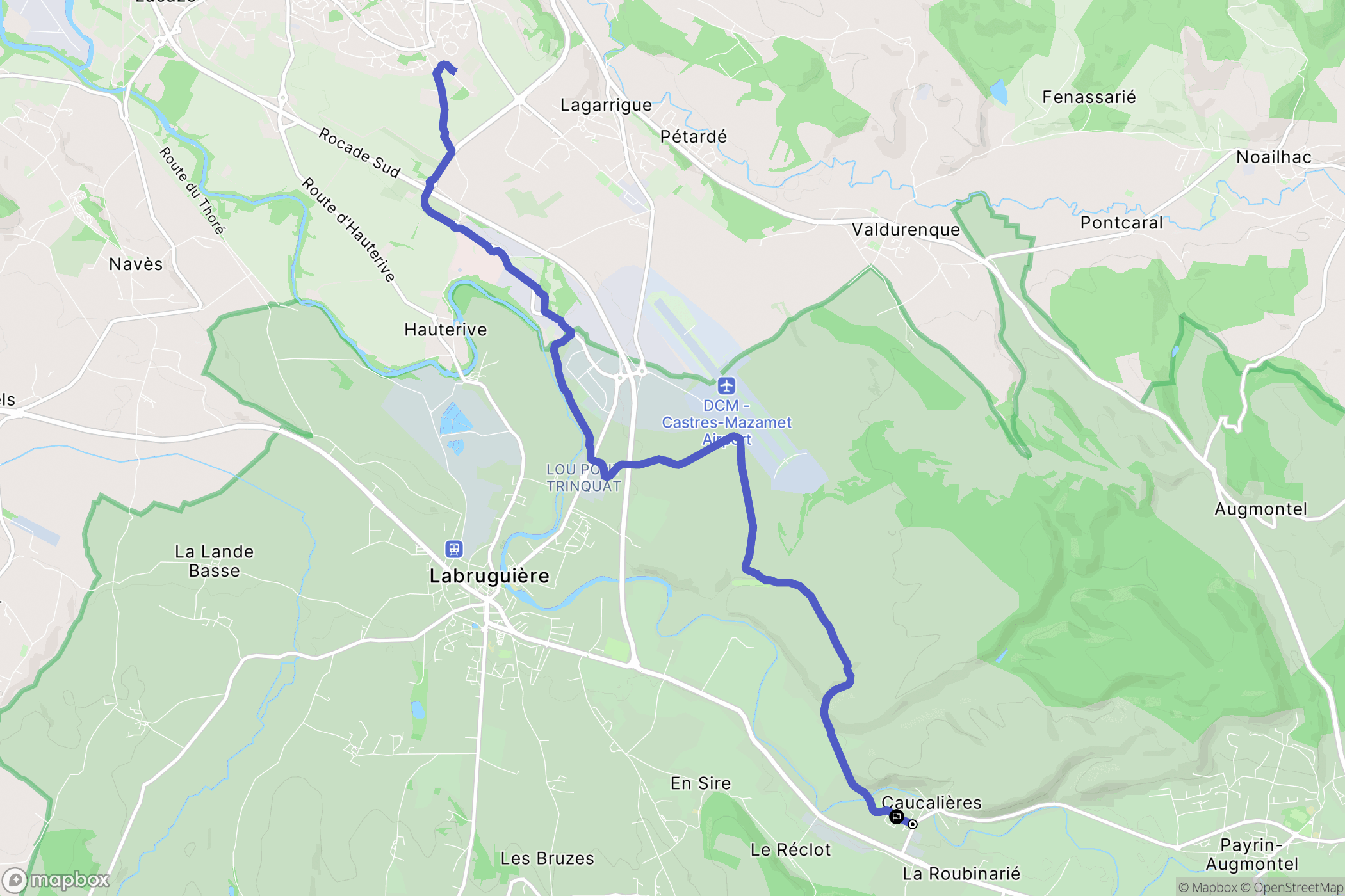 Caucalières : carte du parcours de randonnée - France
