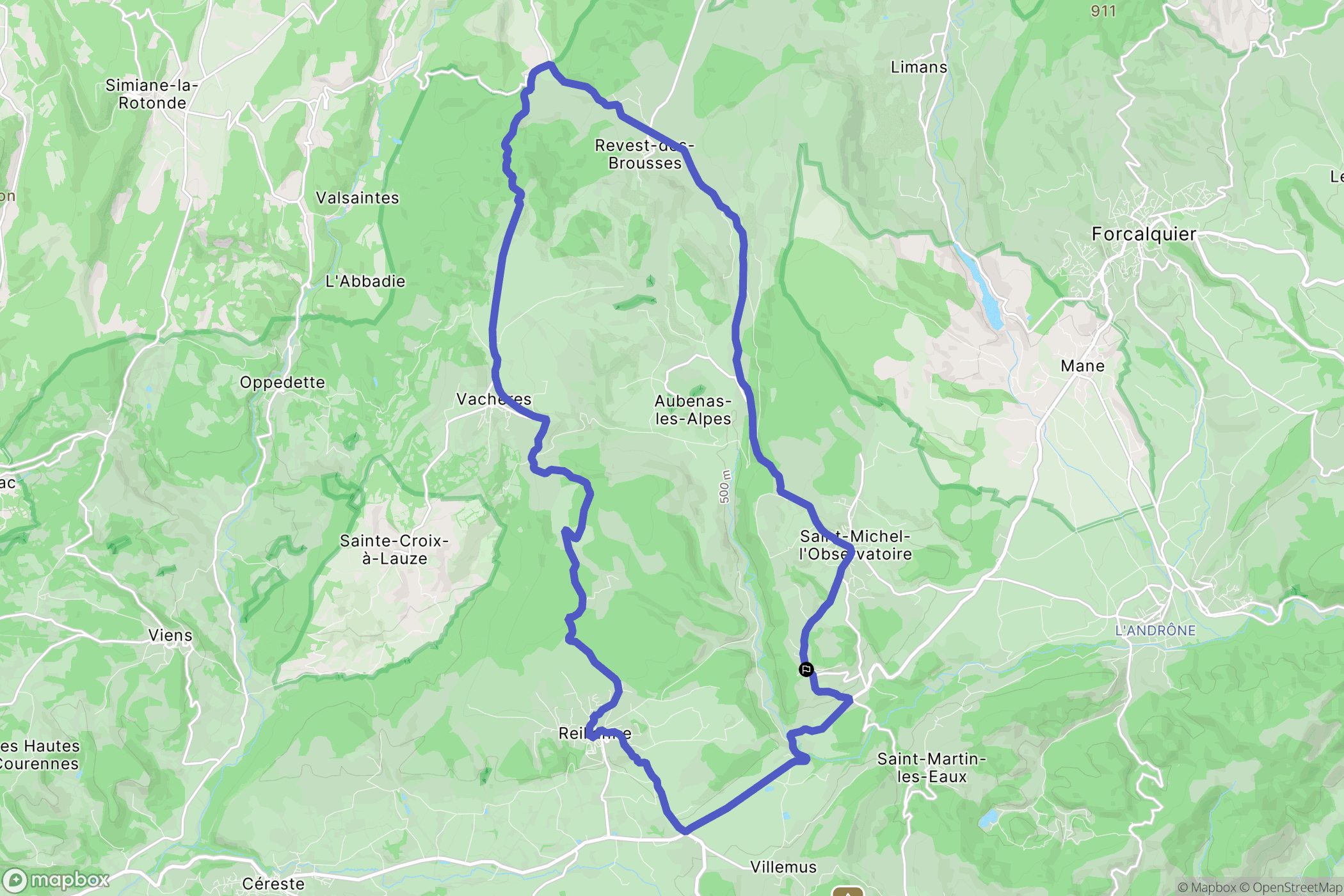 Saint-Michel-l'Observatoire : carte du parcours de randonnée - France
