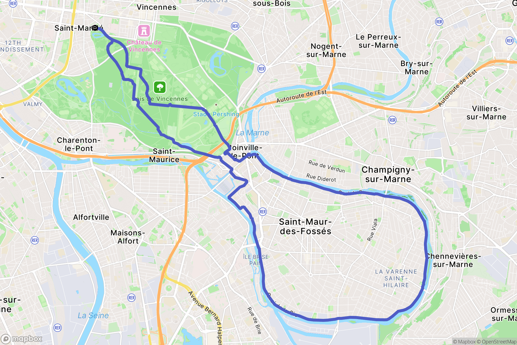 Saint-Mandé : carte du parcours de randonnée - France