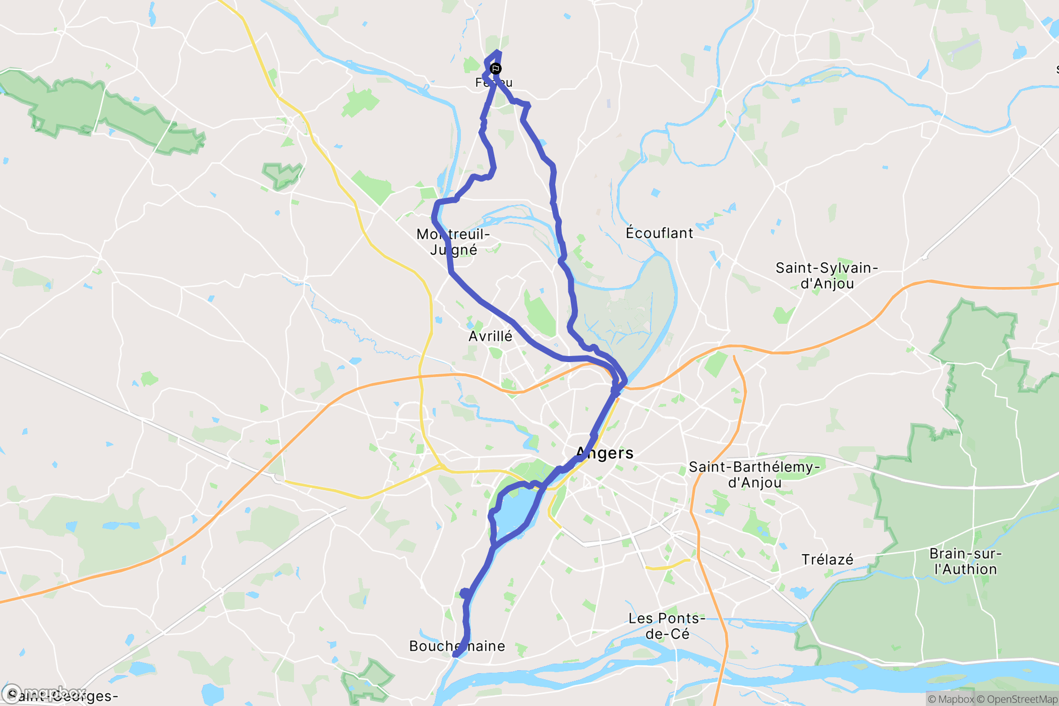 Feneu : carte du parcours de randonnée - France