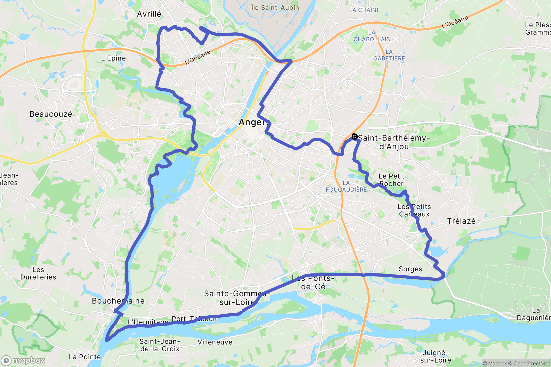 Saint-Barthélemy-d'Anjou : carte du parcours de randonnée - France