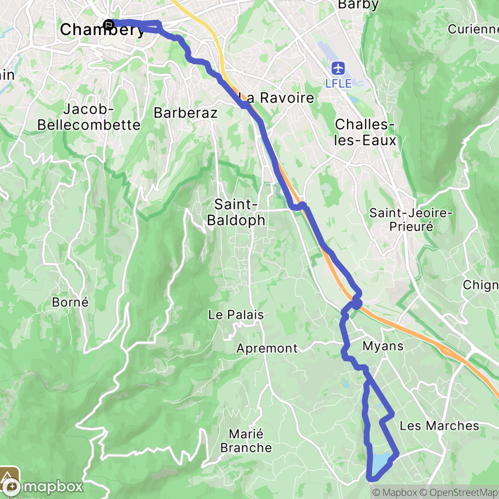 Chambéry : carte du parcours de randonnée - France
