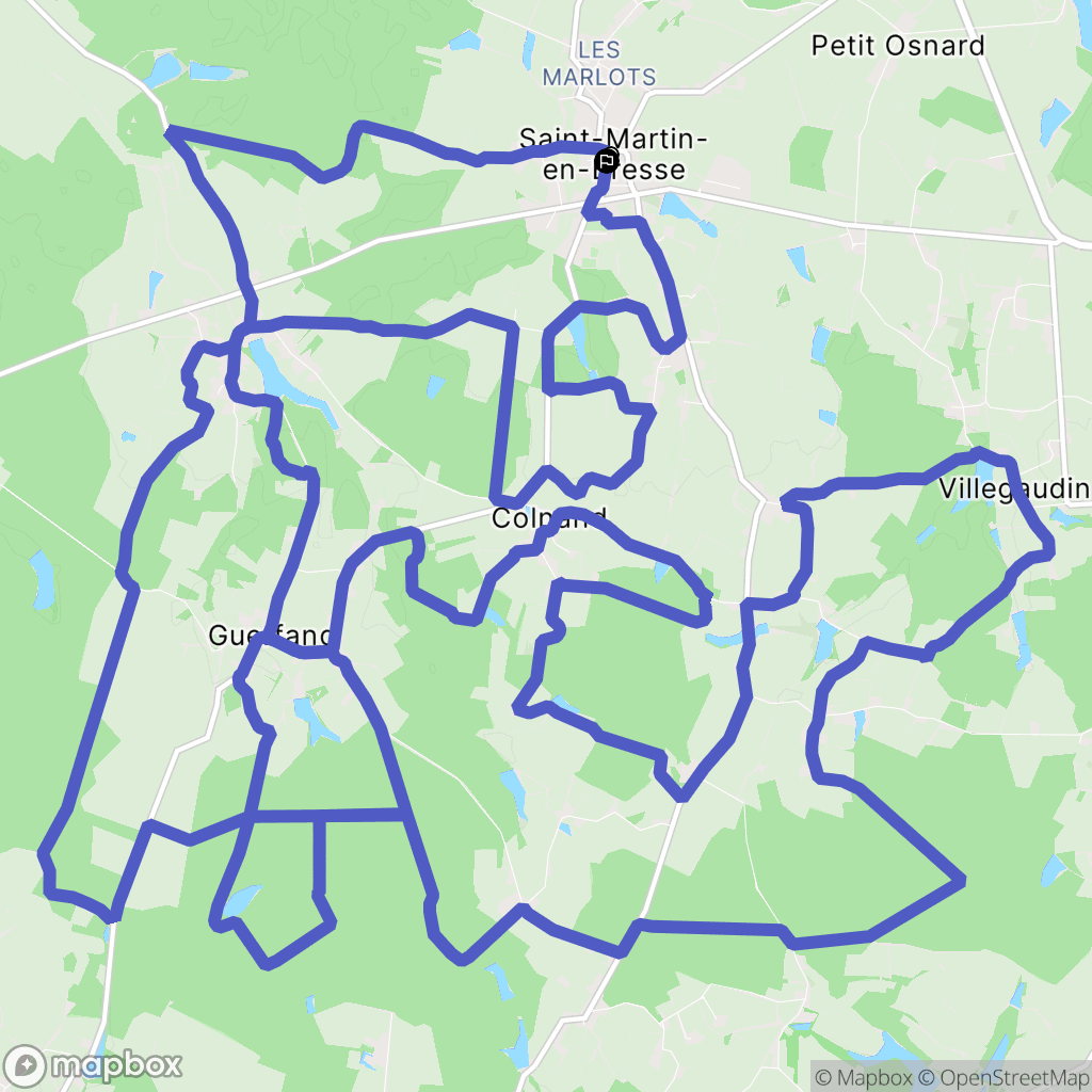 Saint-Martin-en-Bresse : carte du parcours de randonnée - France