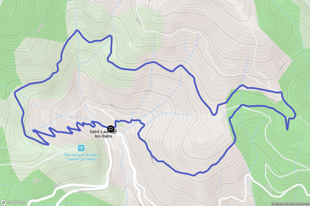 Saint-Laurent-les-Bains-Laval-d'Aurelle : carte du parcours de randonnée - France