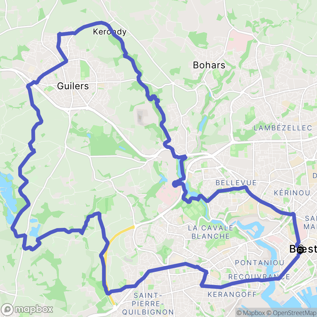 Brest : carte du parcours de randonnée - France
