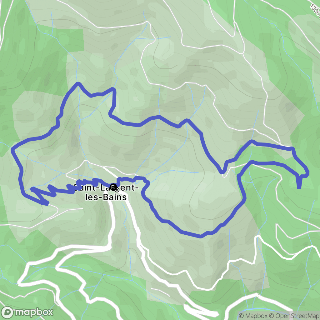 Saint-Laurent-les-Bains-Laval-d'Aurelle : carte du parcours de randonnée - France