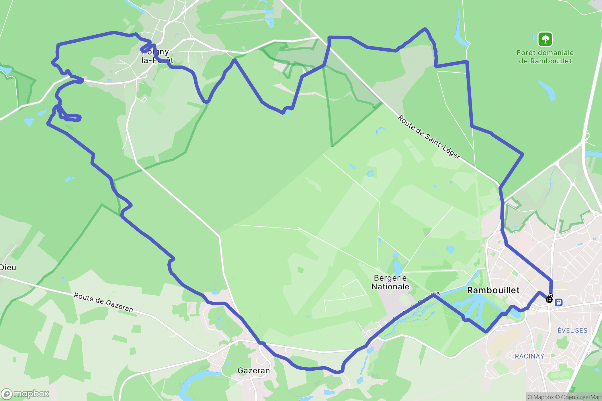 Rambouillet : carte du parcours de randonnée - France