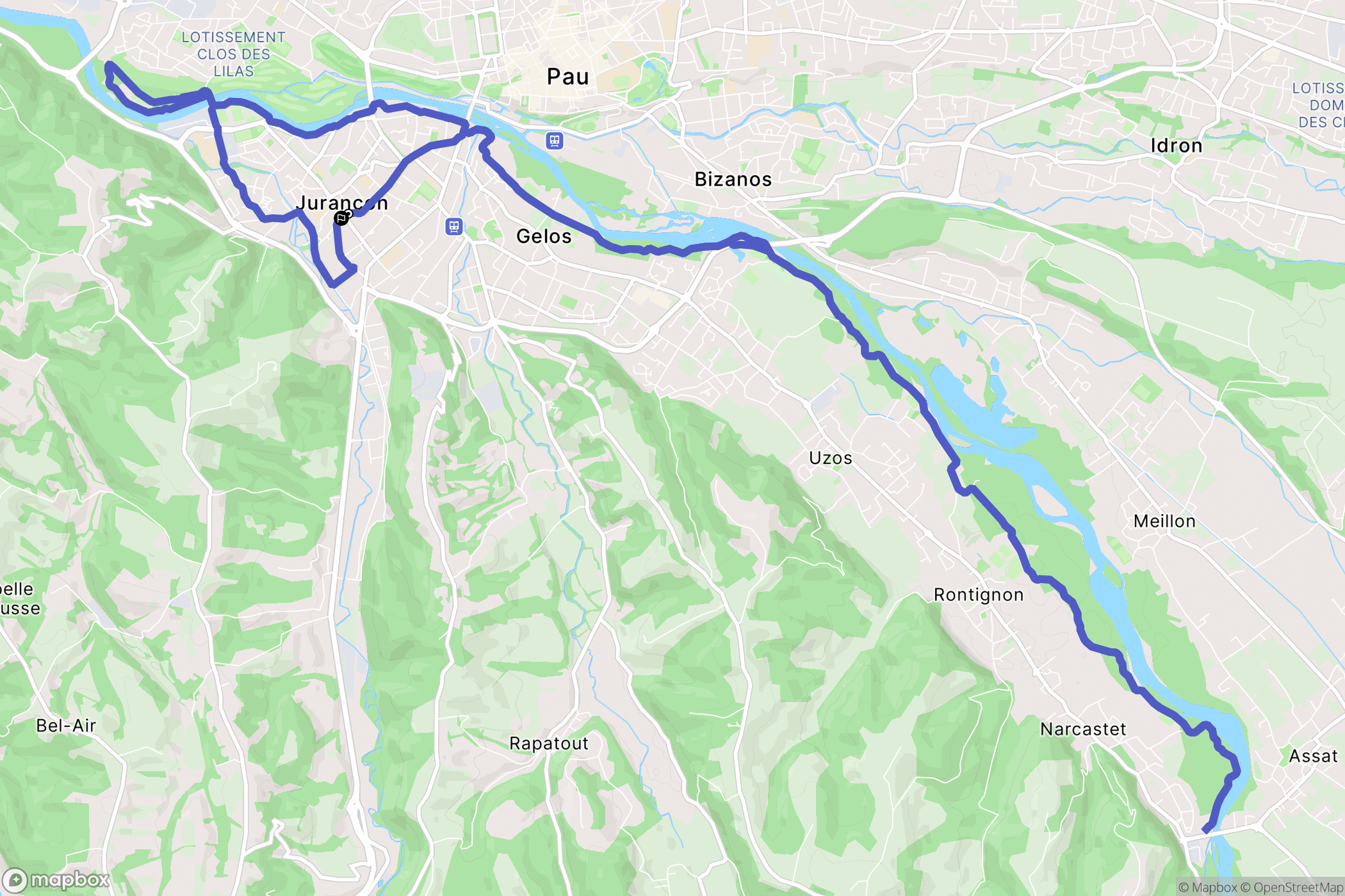 Jurançon : carte du parcours de randonnée - France