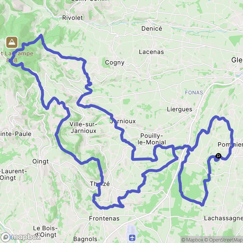Pommiers : carte du parcours de randonnée - France