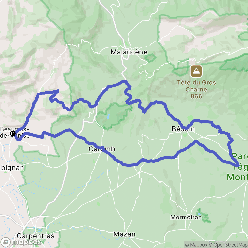 Beaumes-de-Venise : carte du parcours de randonnée - France