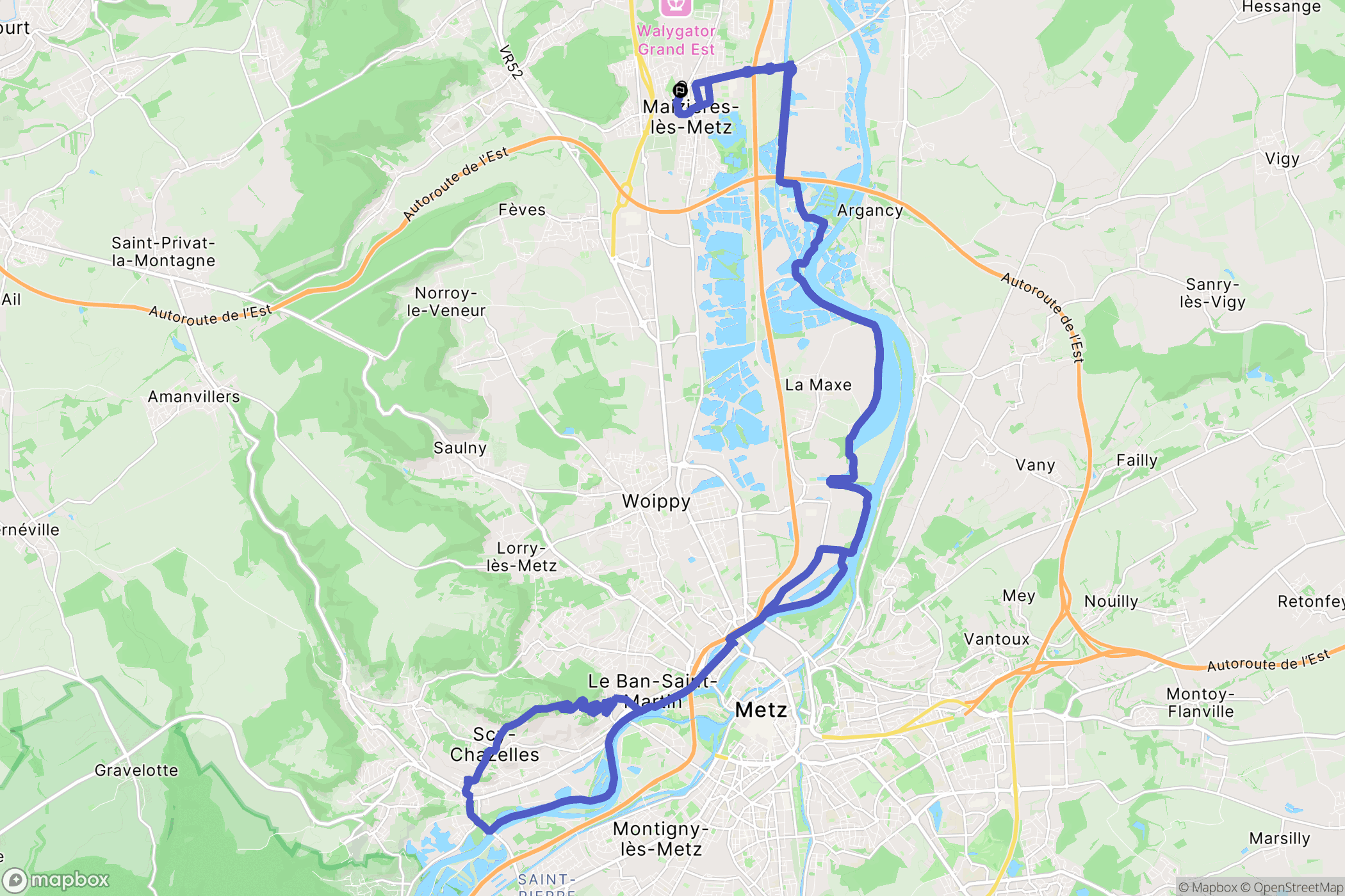 Maizières-lès-Metz : carte du parcours de randonnée - France
