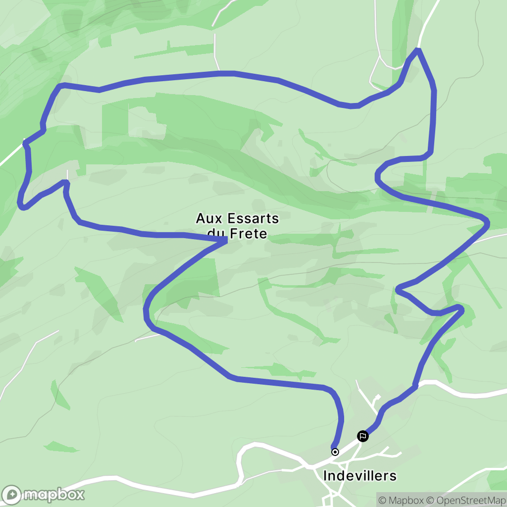 Indevillers : carte du parcours de randonnée - France