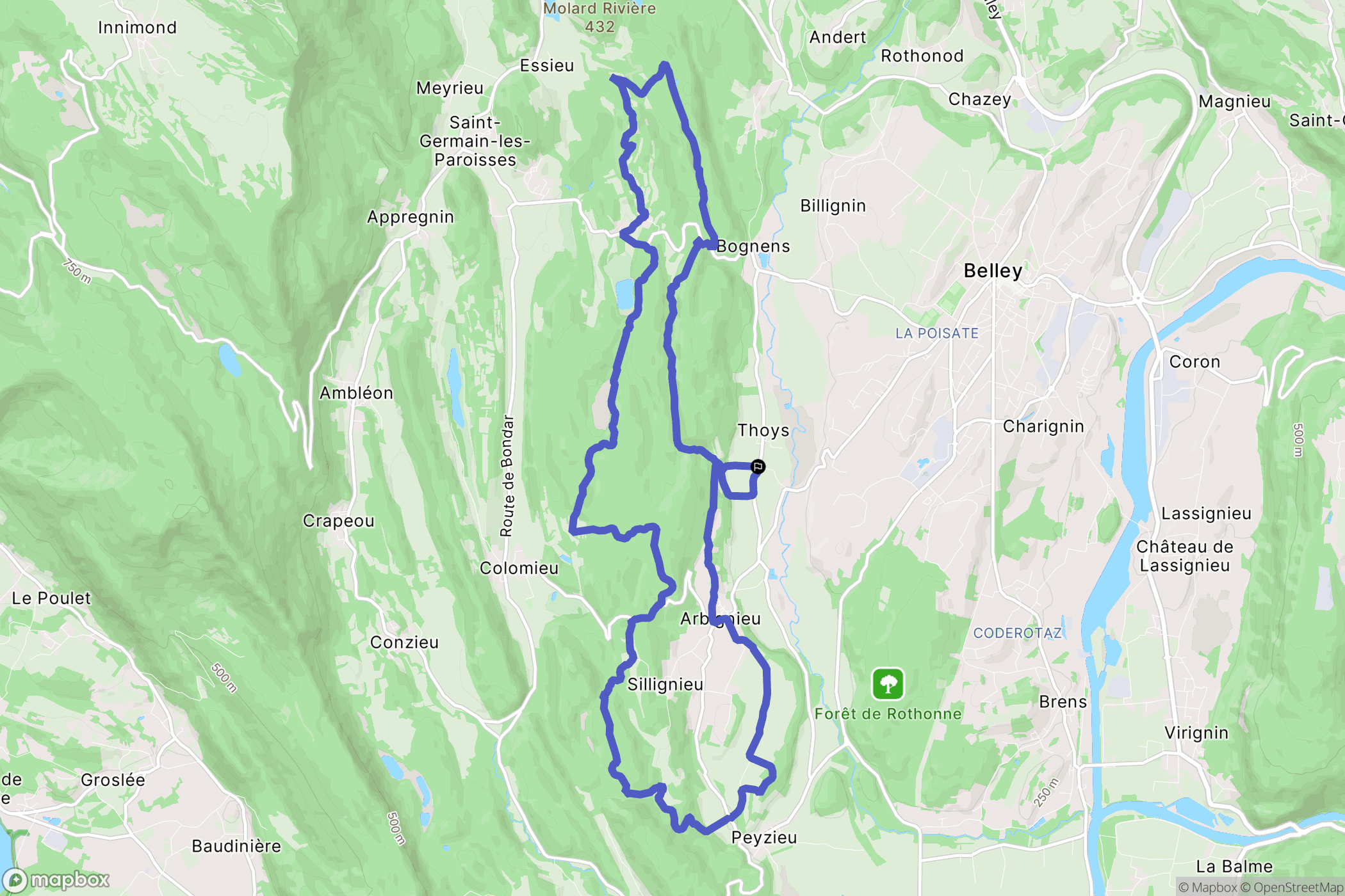 Arboys-en-Bugey : carte du parcours de randonnée - France