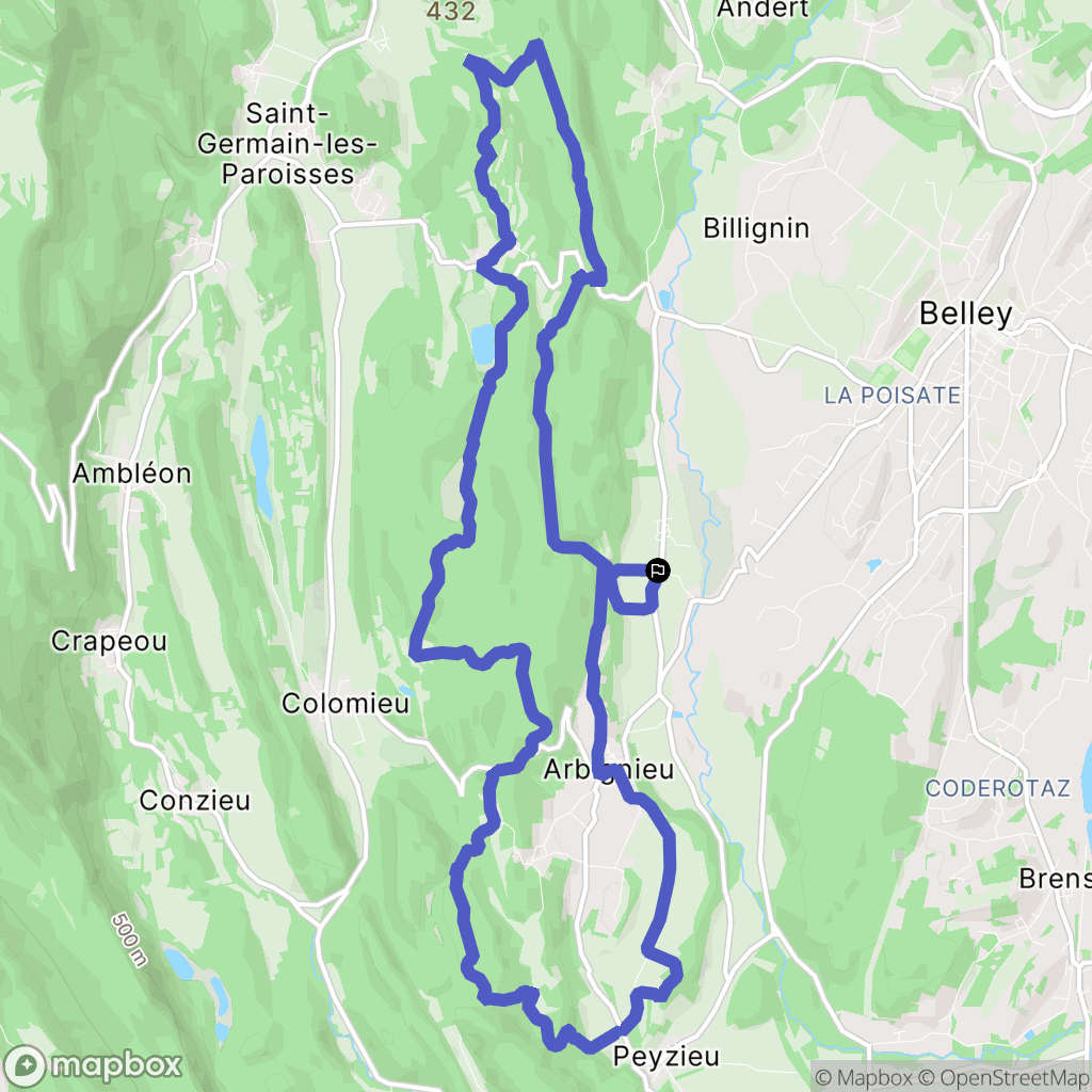 Arboys-en-Bugey : carte du parcours de randonnée - France