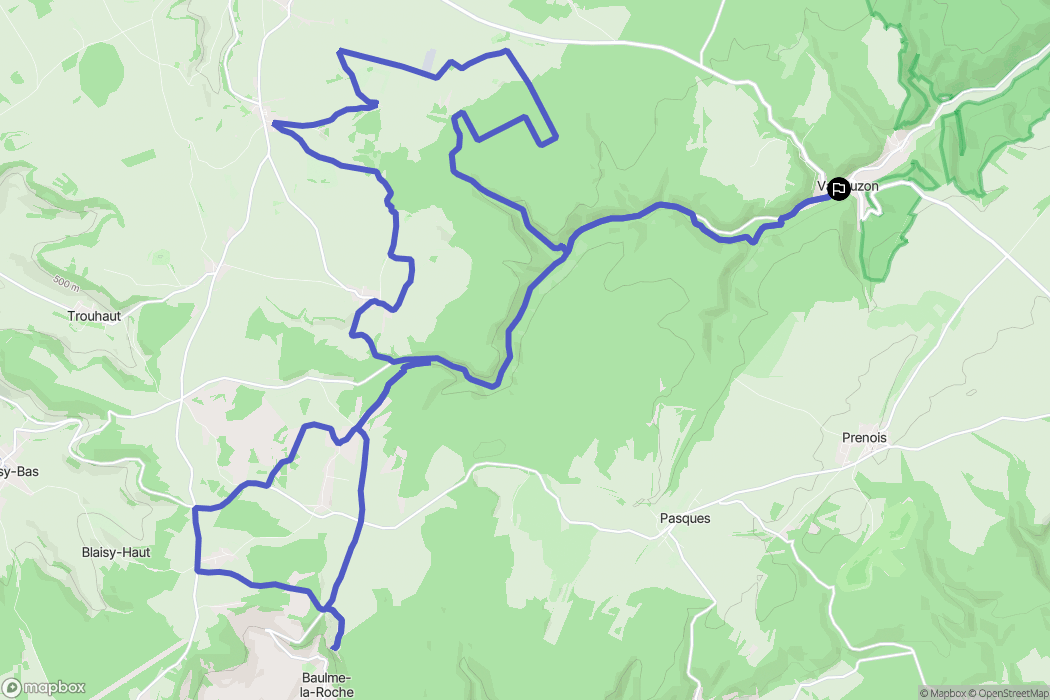 Val-Suzon : carte du parcours de randonnée - France