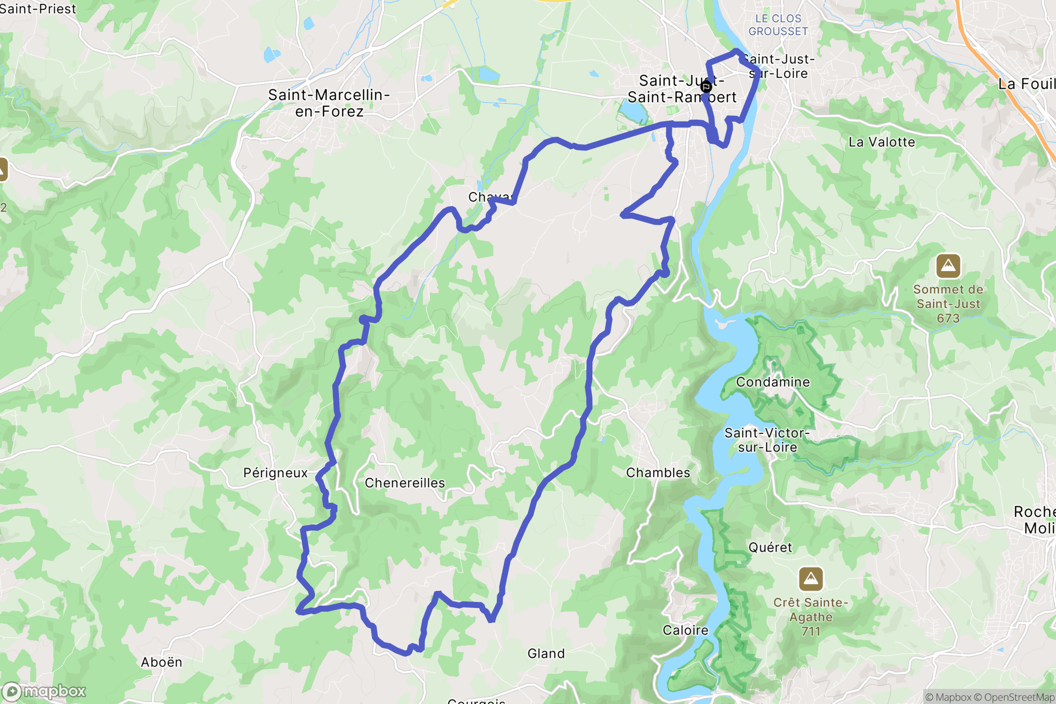 Saint-Just-Saint-Rambert : carte du parcours de randonnée - France