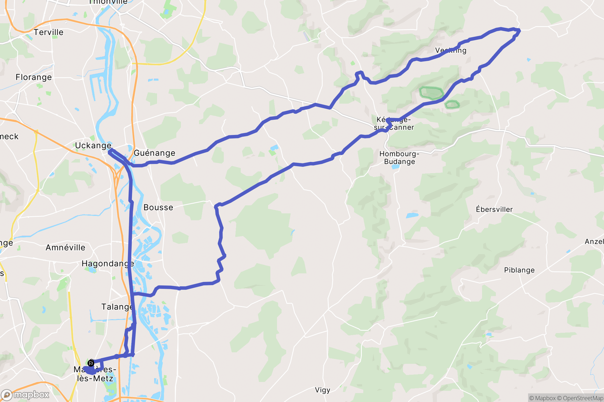 Maizières-lès-Metz : carte du parcours de randonnée - France