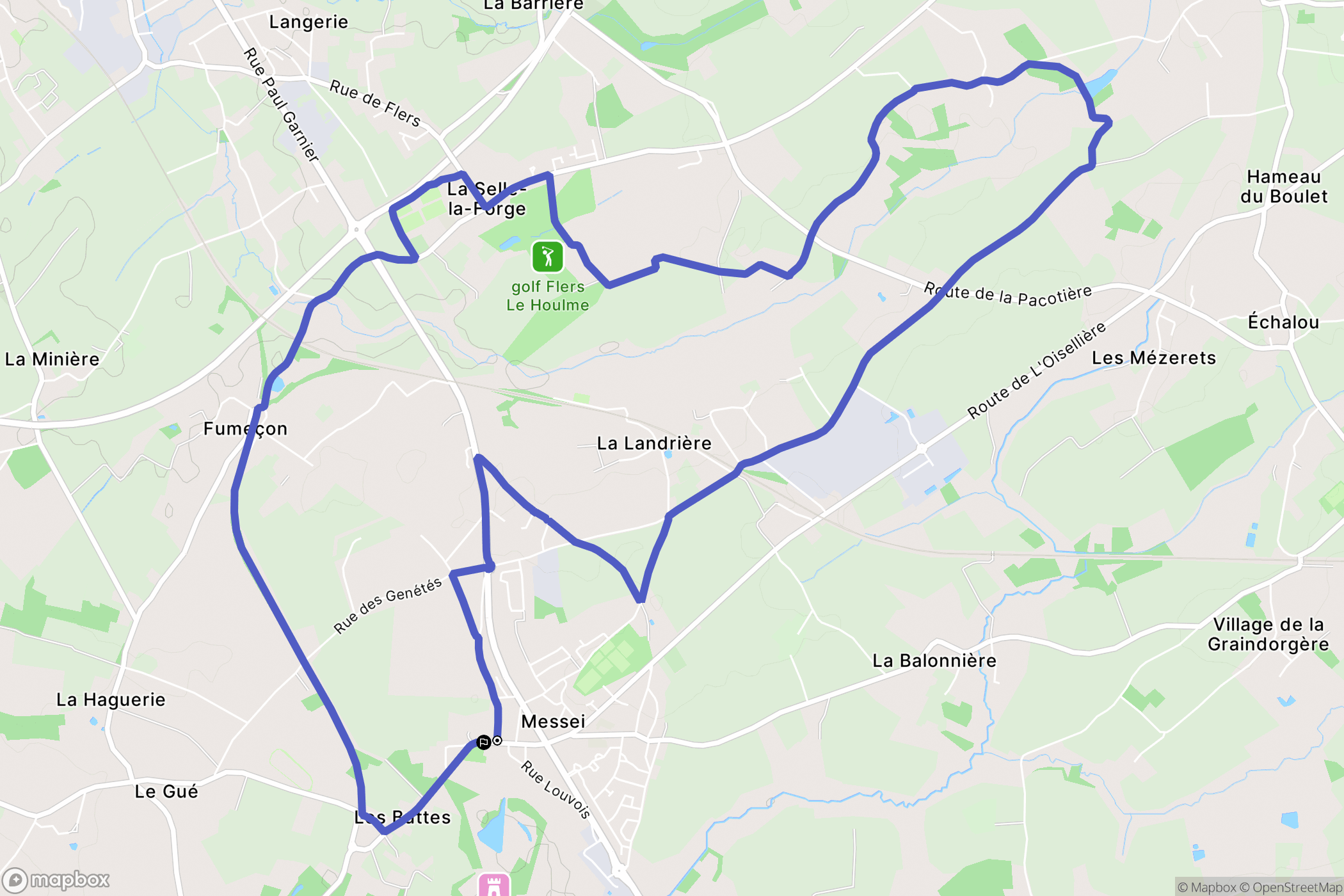 Messei : carte du parcours de randonnée - France