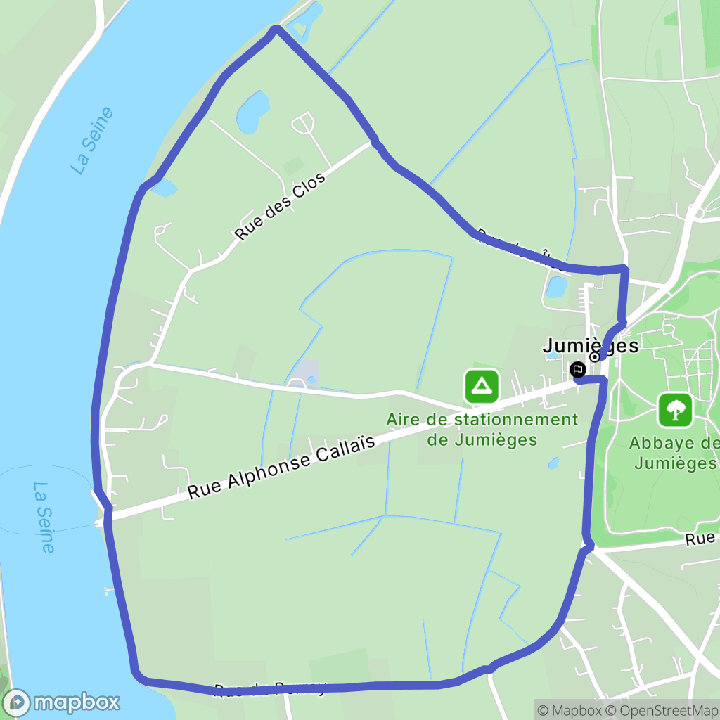 Jumièges : carte du parcours de randonnée - France