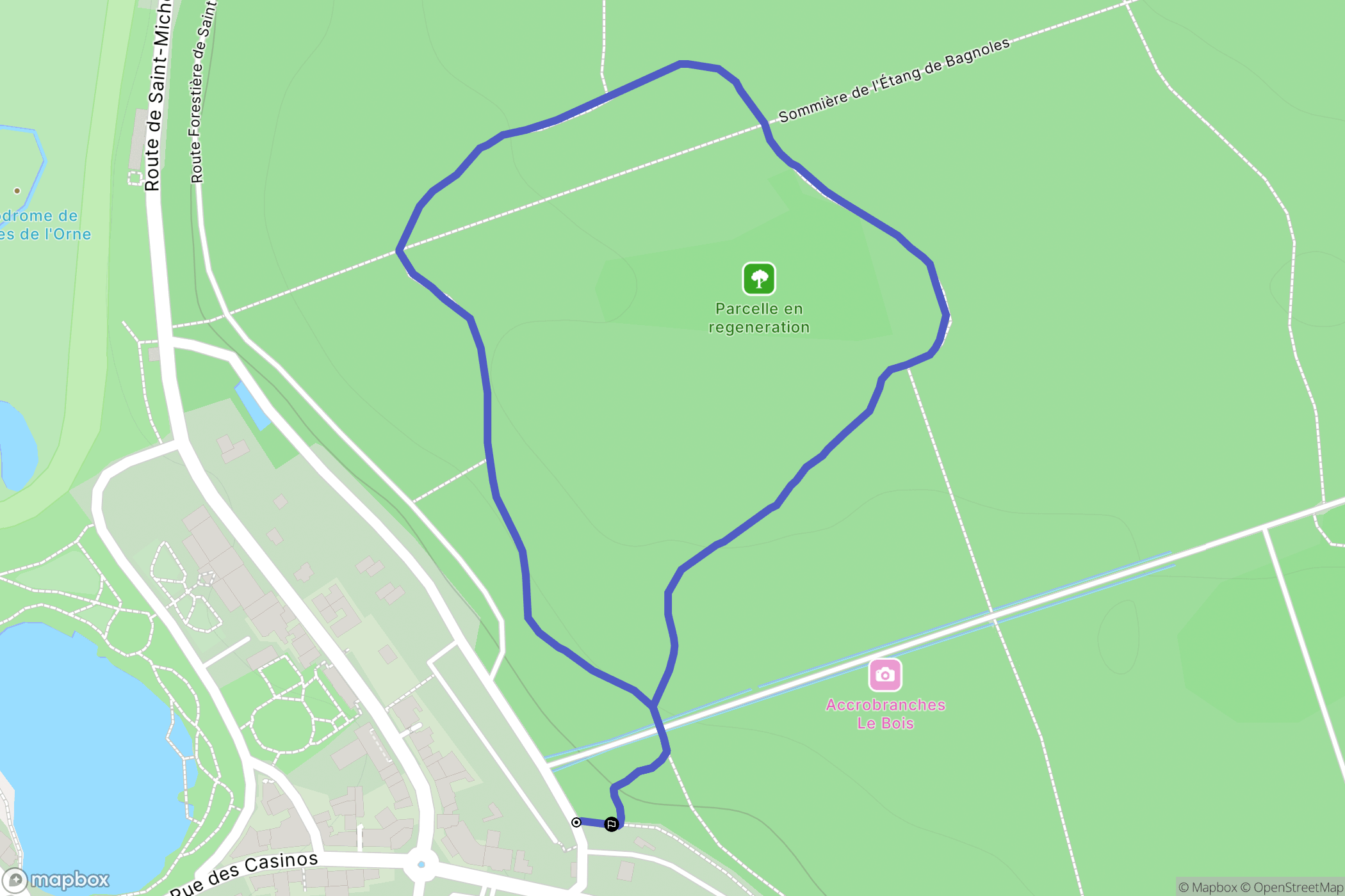 Bagnoles de l'Orne Normandie : carte du parcours de randonnée - France