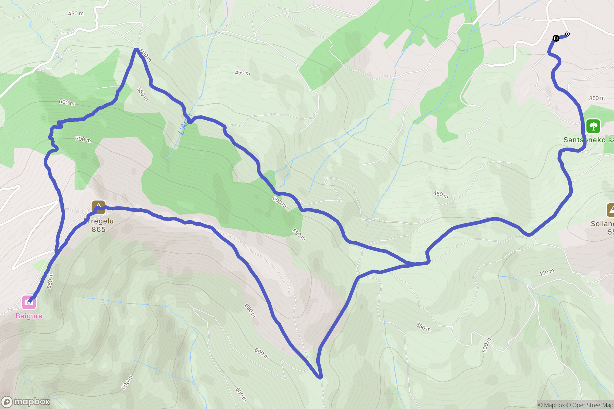 Hélette : carte du parcours de randonnée - France