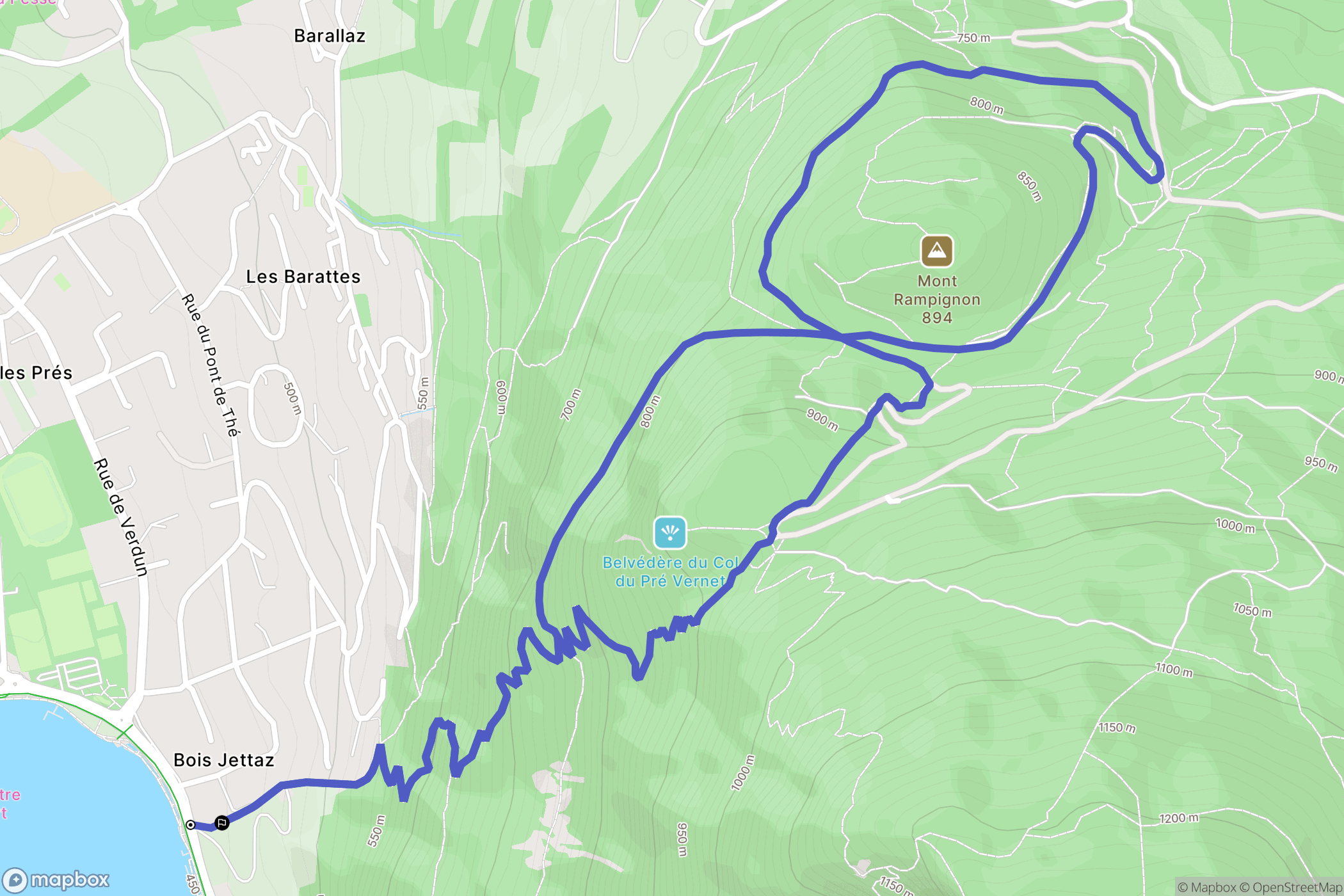 Annecy : carte du parcours de randonnée - France