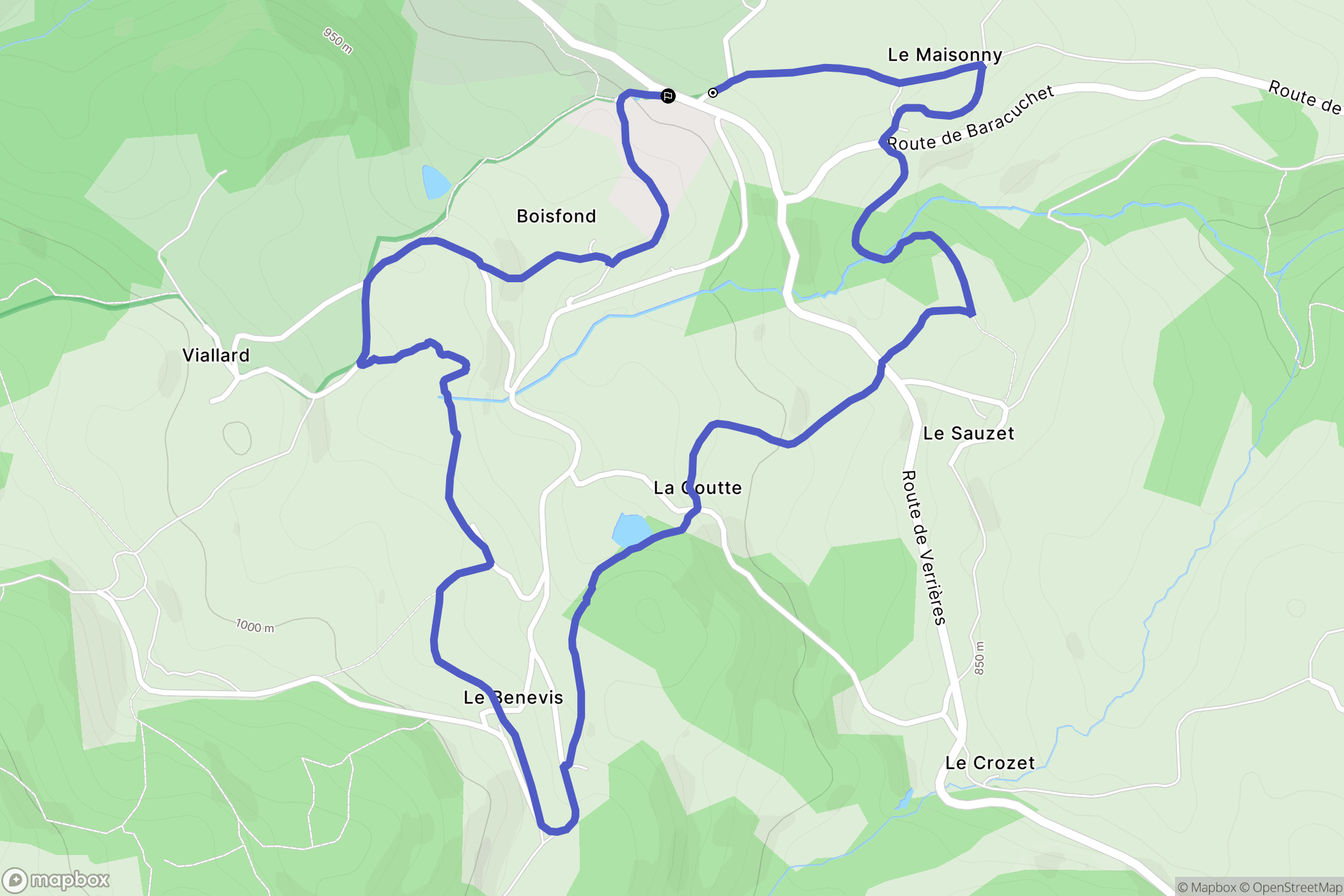 Lérigneux : carte du parcours de randonnée - France