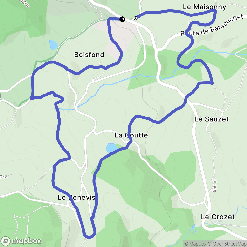 Lérigneux : carte du parcours de randonnée - France