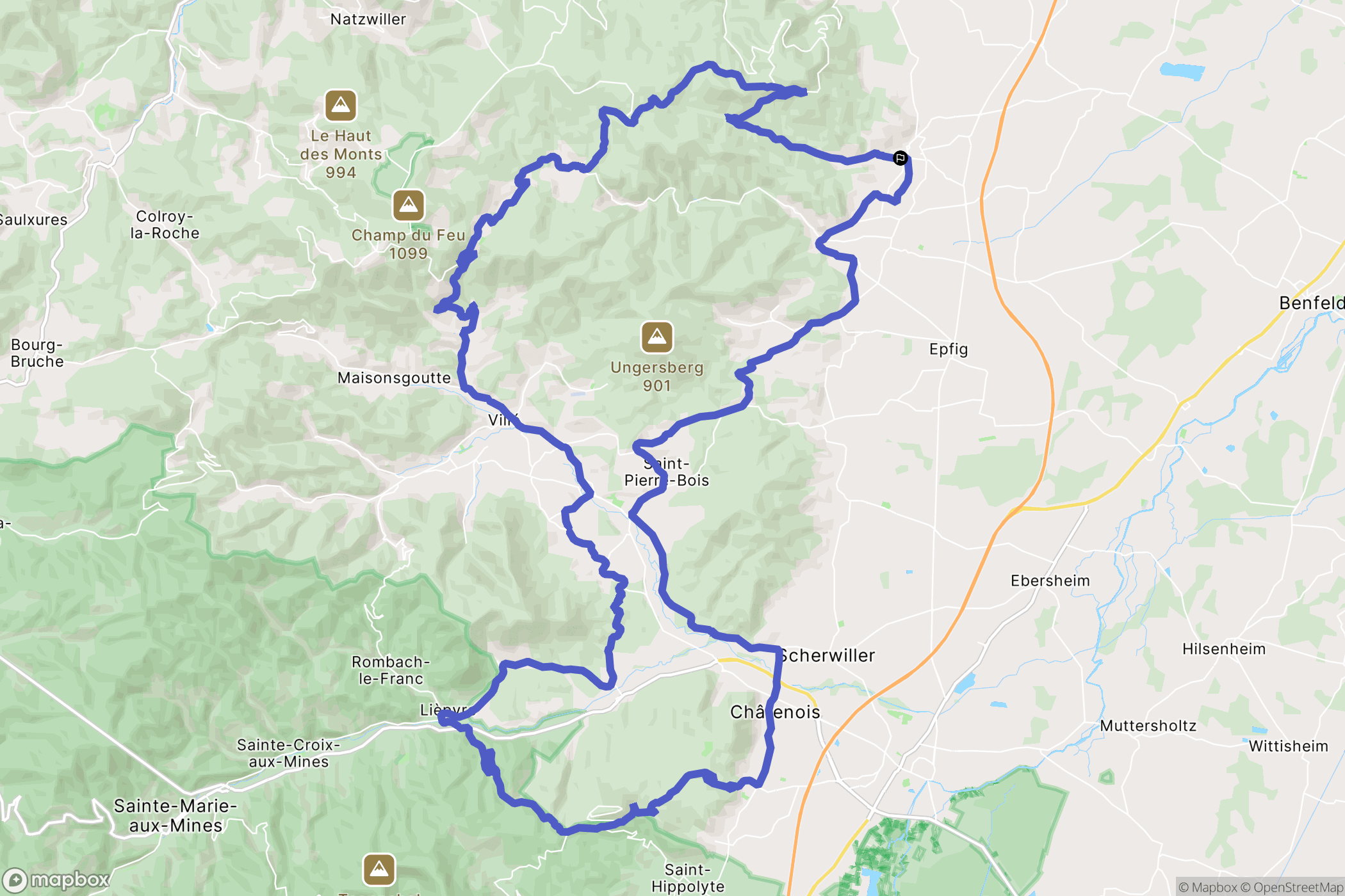 Barr : carte du parcours de randonnée - France