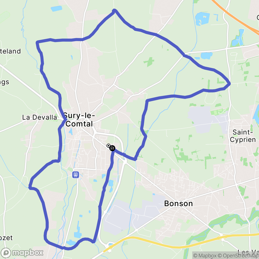 Sury-le-Comtal : carte du parcours de randonnée - France