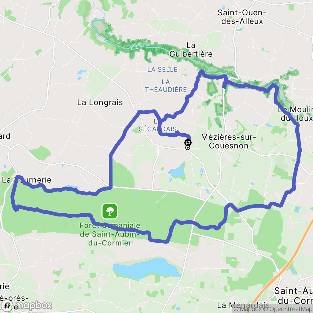 Mézières-sur-Couesnon : carte du parcours de randonnée - France