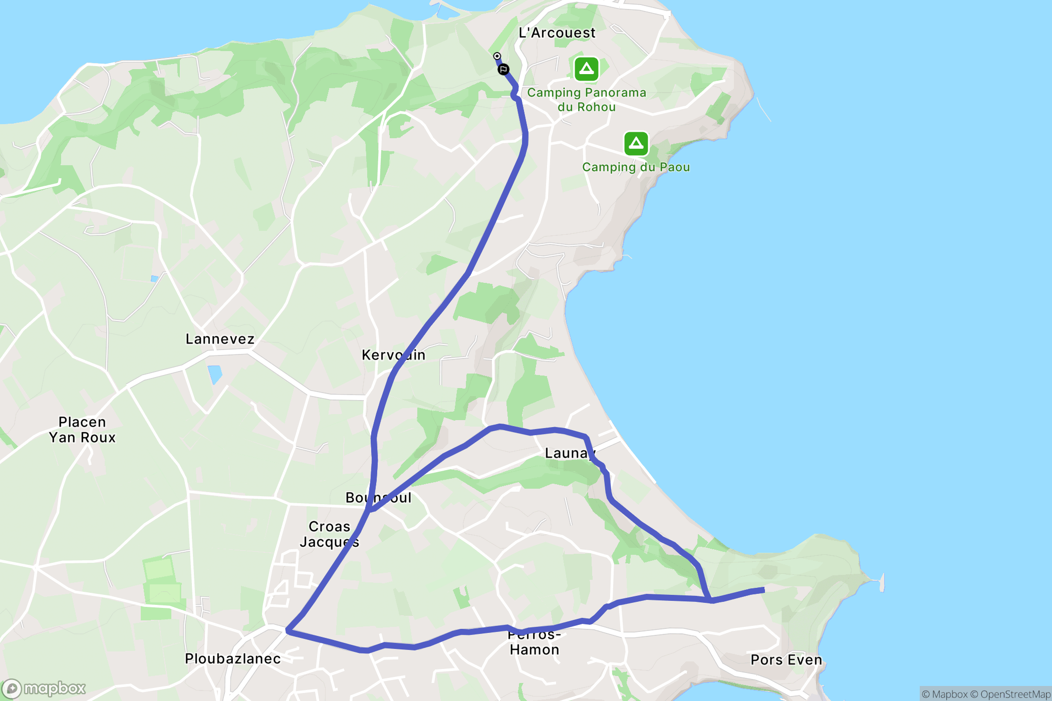 Ploubazlanec : carte du parcours de randonnée - France