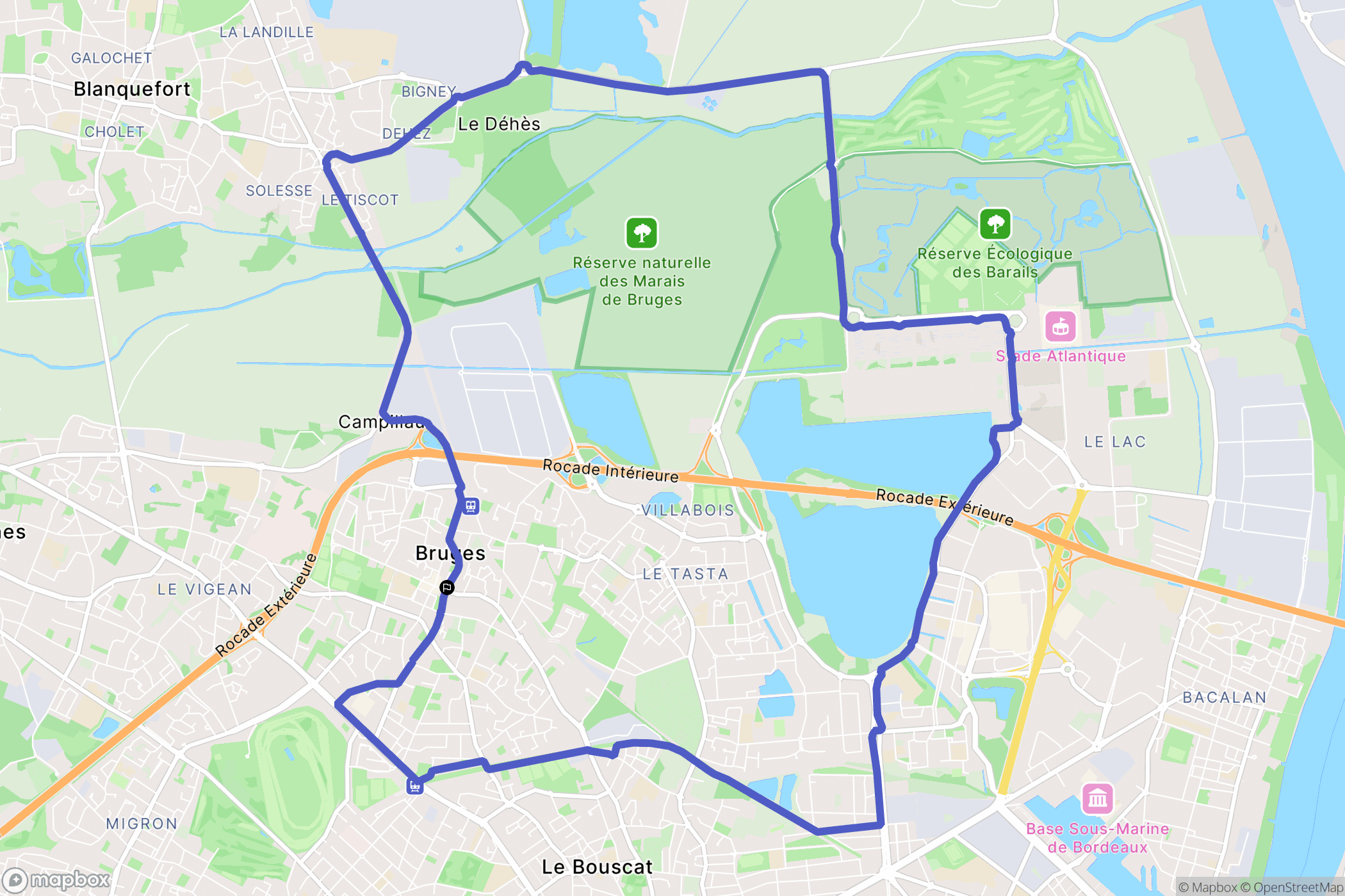 Bruges : carte du parcours de randonnée - France