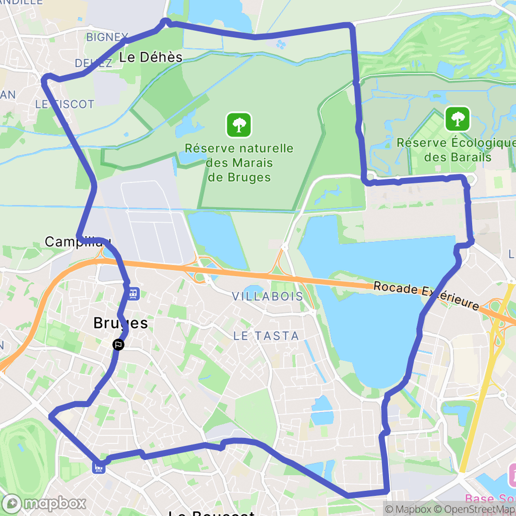 Bruges : carte du parcours de randonnée - France