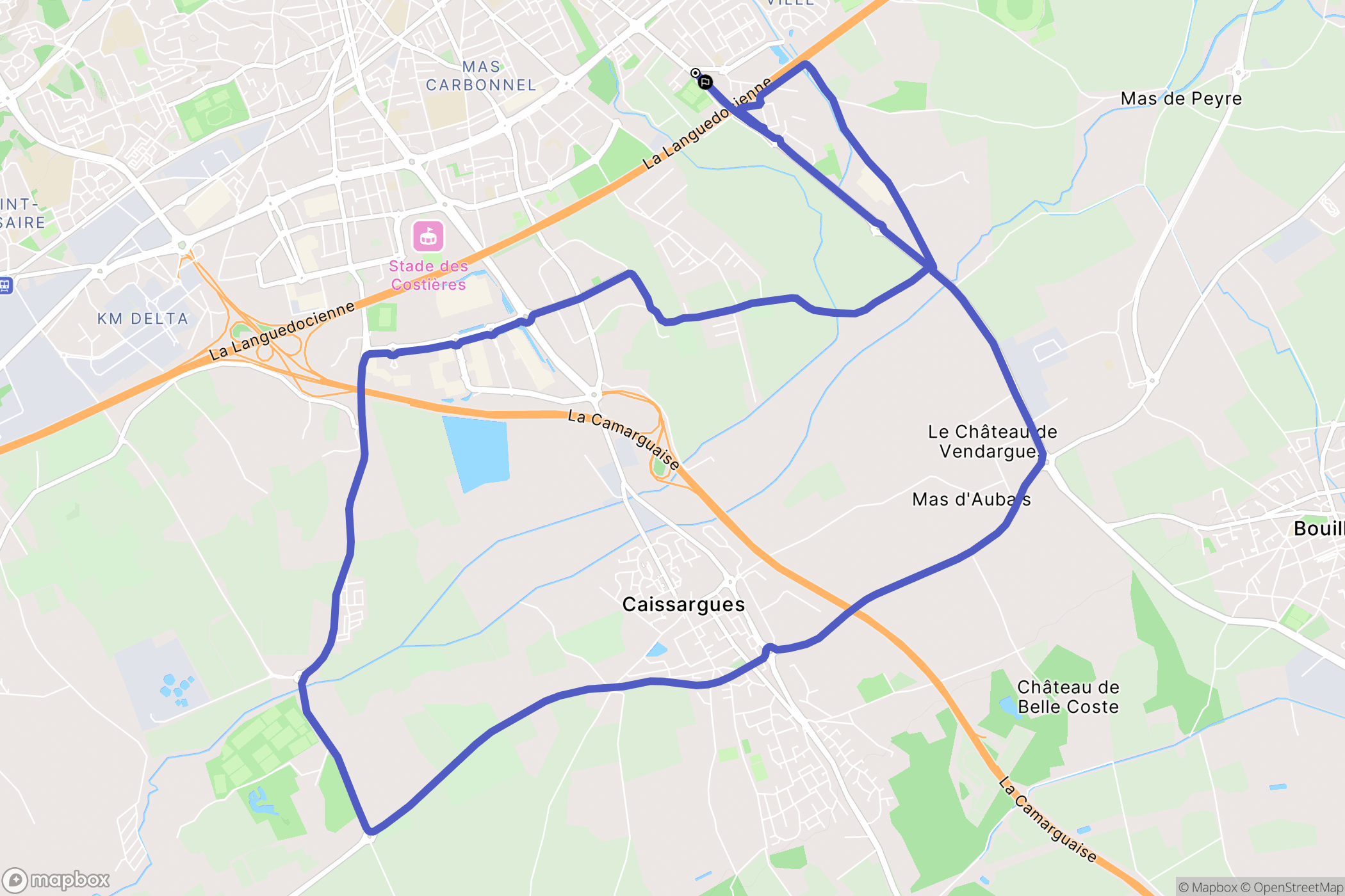 Nîmes : carte du parcours de randonnée - France