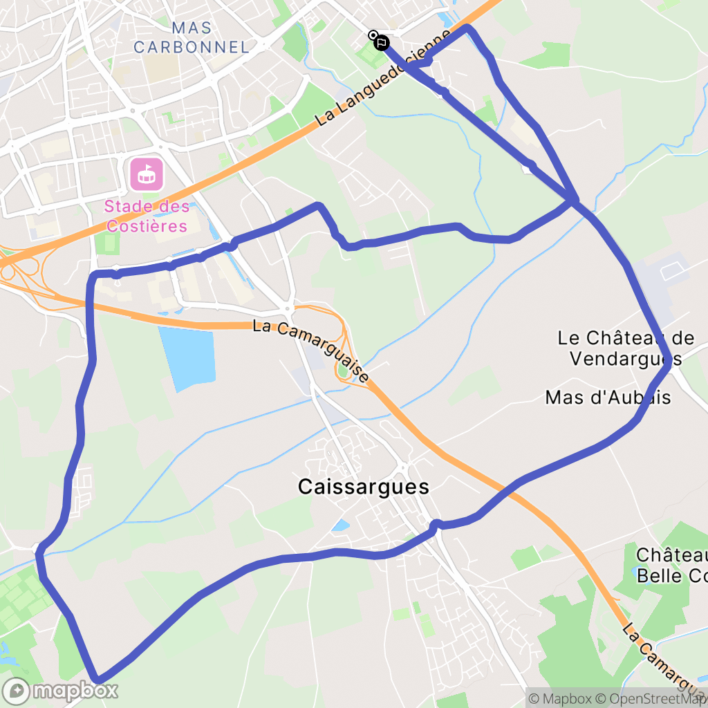 Nîmes : carte du parcours de randonnée - France