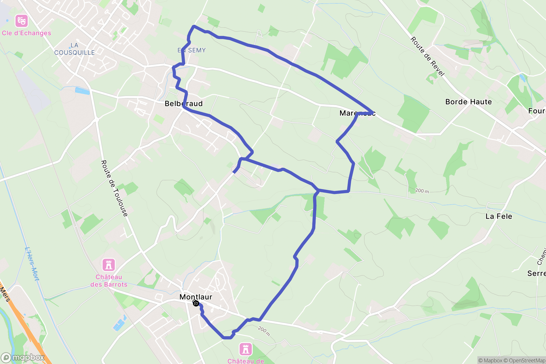 Montlaur : carte du parcours de randonnée - France