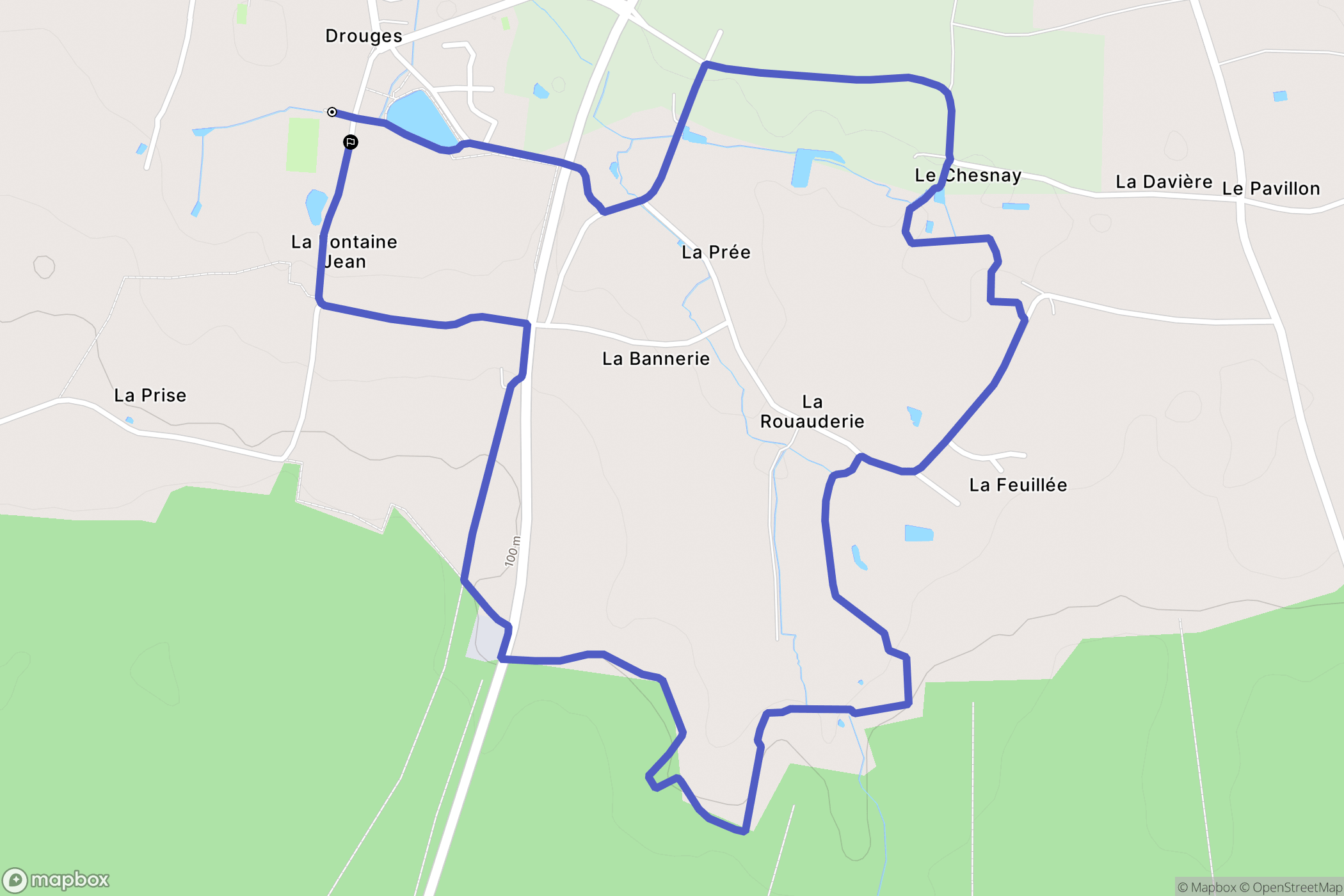 Drouges : carte du parcours de randonnée - France