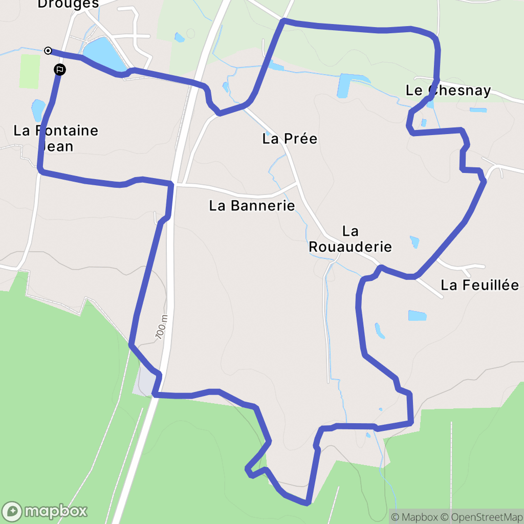 Drouges : carte du parcours de randonnée - France