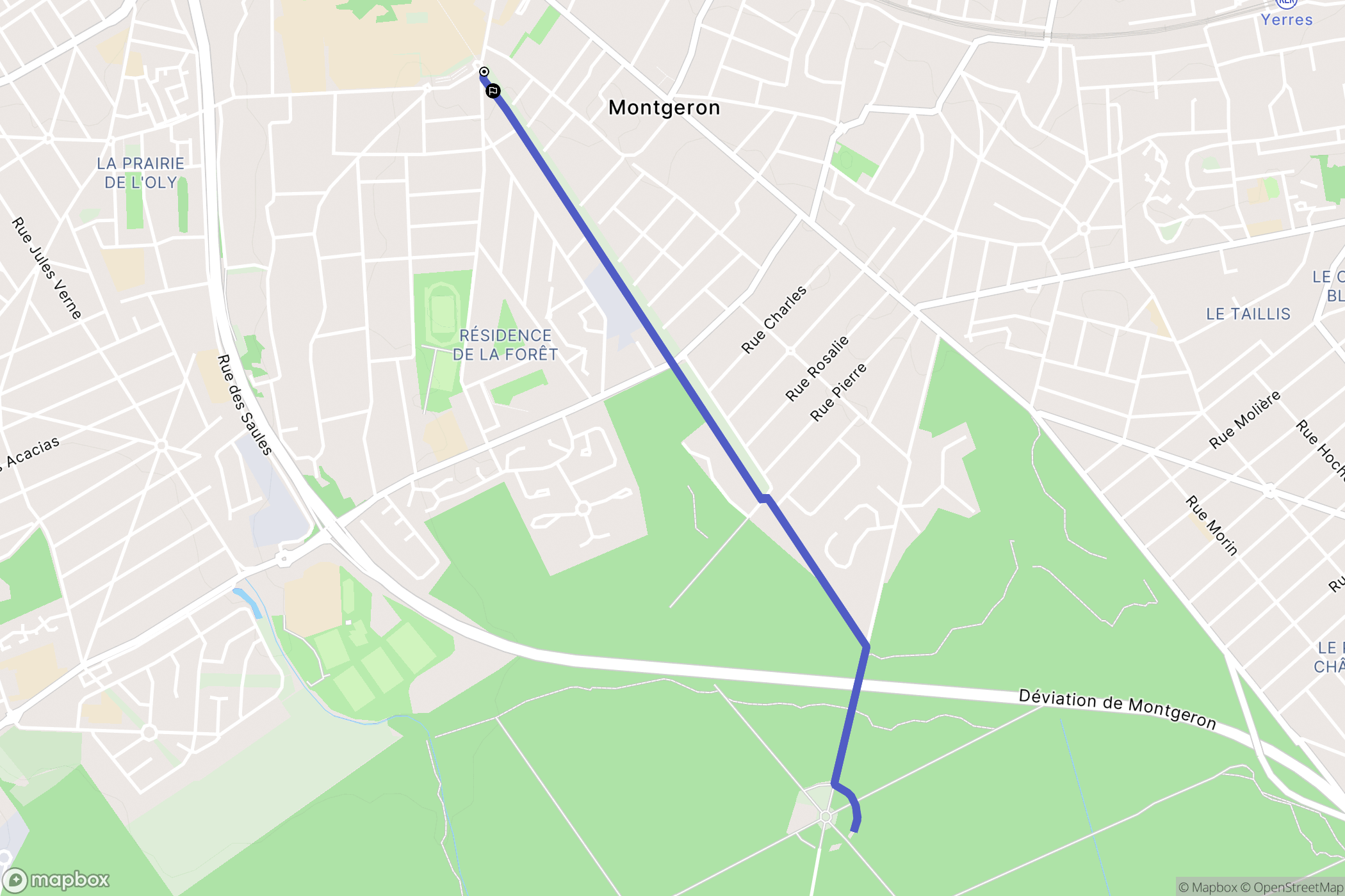 Montgeron : carte du parcours de randonnée - France