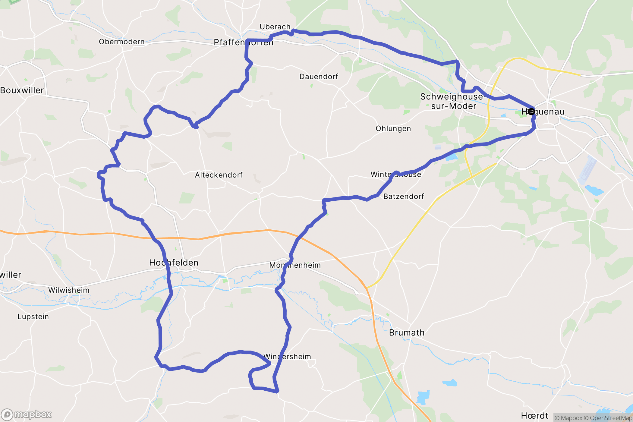 Haguenau : carte du parcours de randonnée - France