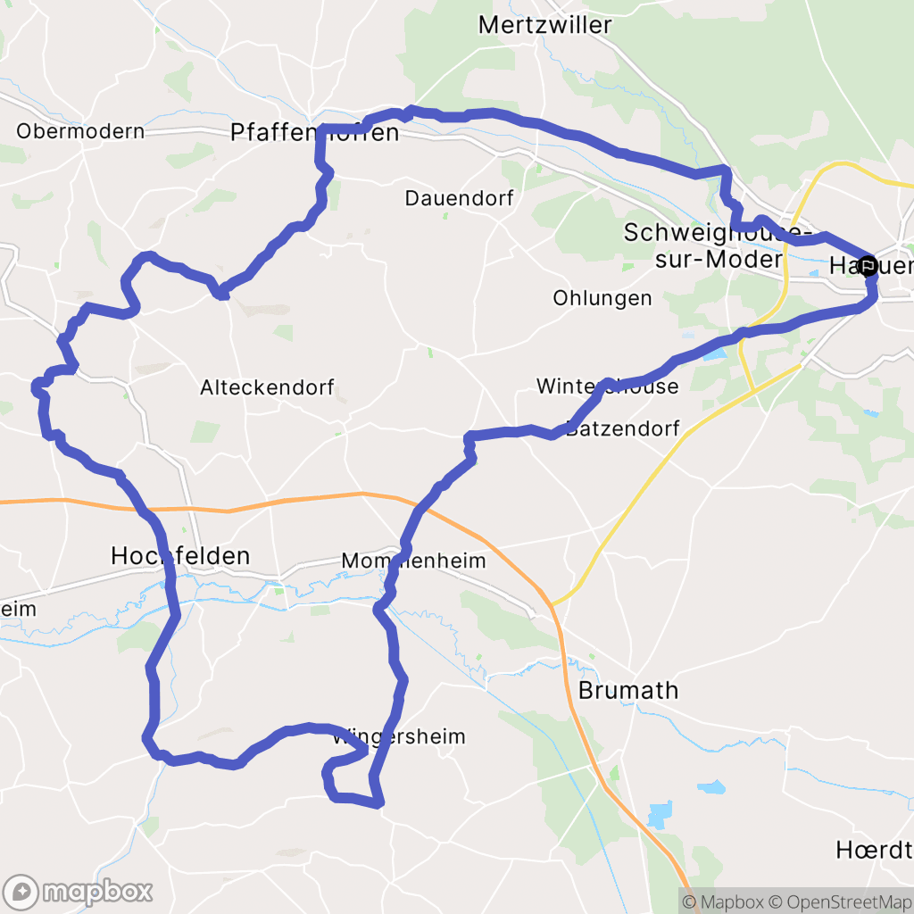 Haguenau : carte du parcours de randonnée - France