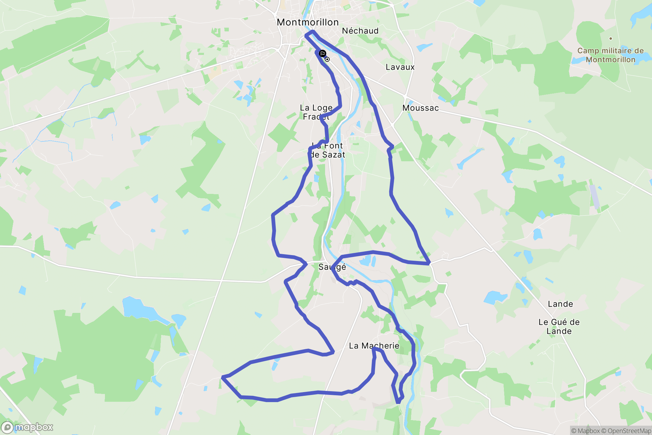Montmorillon : carte du parcours de randonnée - France