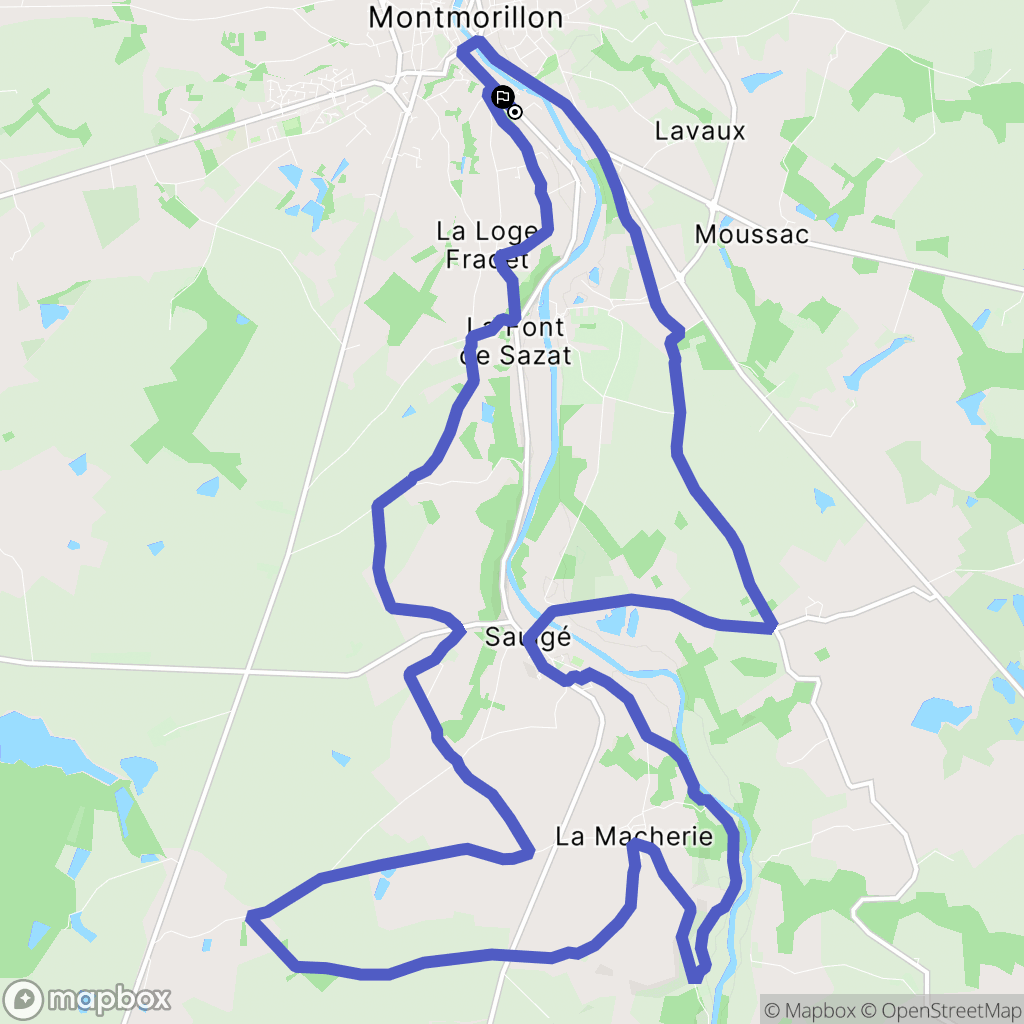 Montmorillon : carte du parcours de randonnée - France