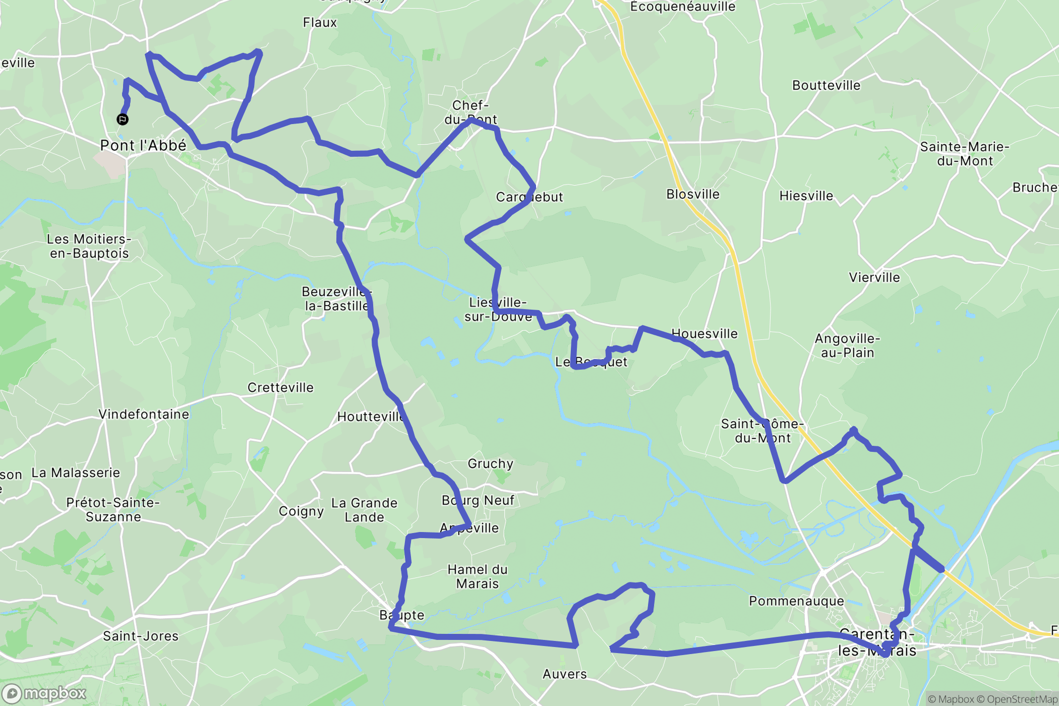 Étienville : carte du parcours de randonnée - France