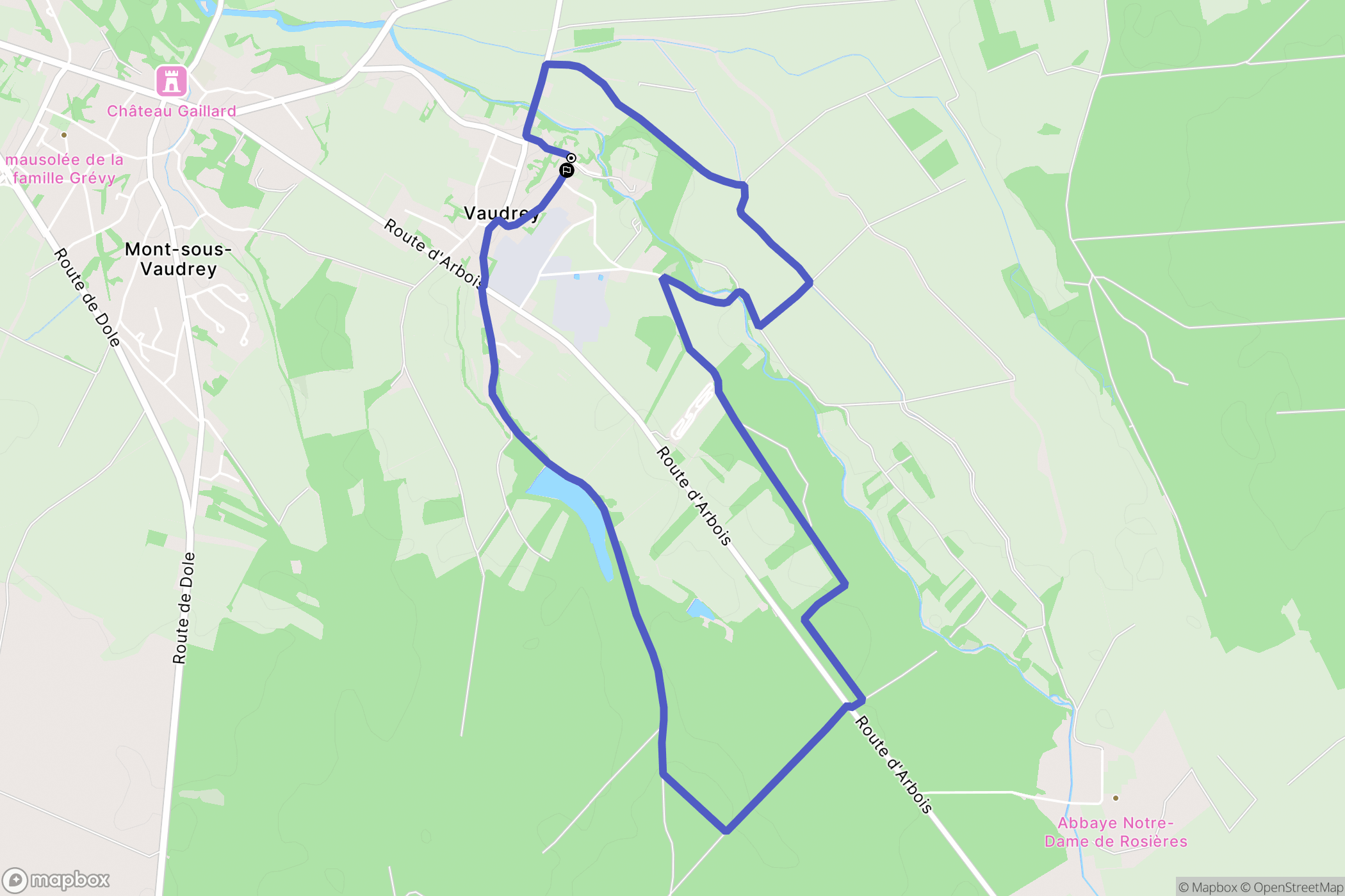 Vaudrey : carte du parcours de randonnée - France