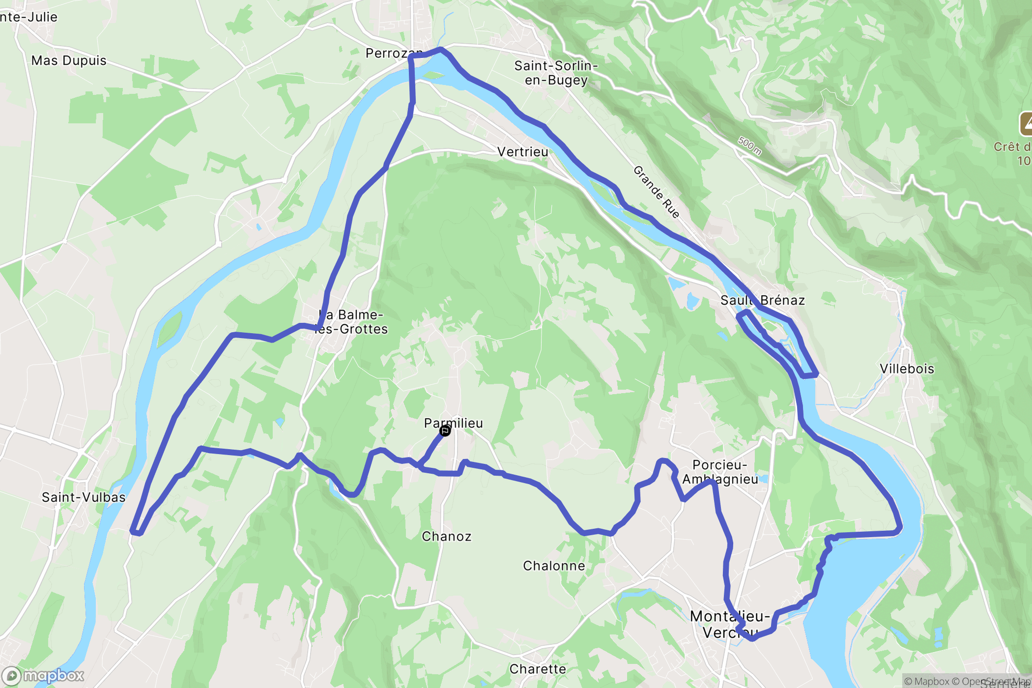 Parmilieu : carte du parcours de randonnée - France