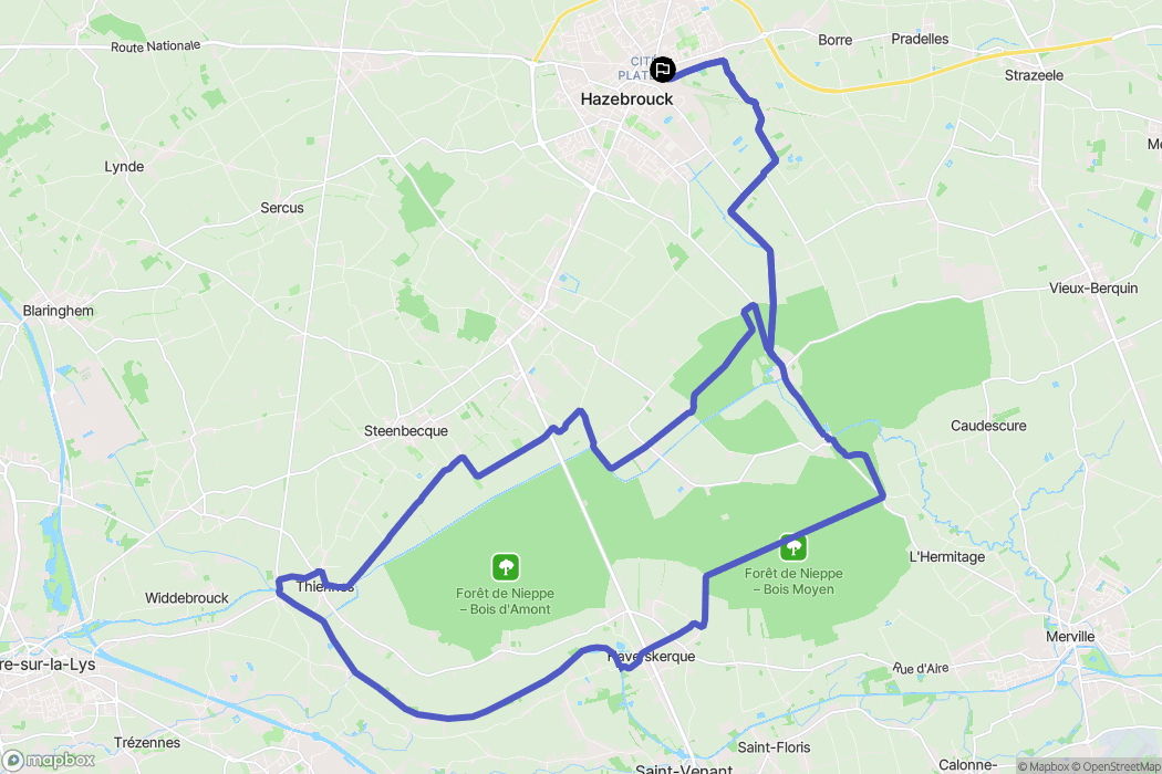 Hazebrouck : carte du parcours de randonnée - France